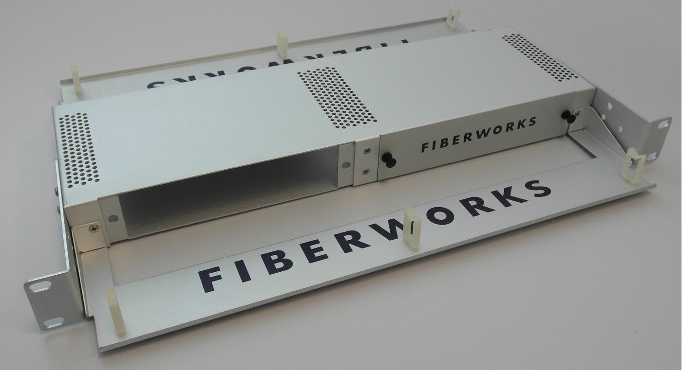 F-CHASSIS-1U2-19-R Fiberworks AS  Fiberworks 19&quot; 1U chassis w/rear access for two modules, with 3 blanking plates